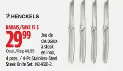 Canadian Tire Henckels 4-Pc Stainless-Steel Steak Knife Set offer