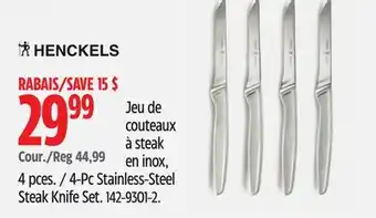 Canadian Tire Henckels 4-Pc Stainless-Steel Steak Knife Set offer