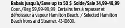 Canadian Tire Selected Hamilton Beach Irons and Steamer offer