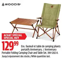 Canadian Tire Woods Anniversary Portable Folding Camping Chair and Table Set offer