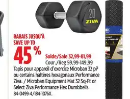 Canadian Tire Shock Athletic Microban Equipment Mat 32 Sq-Ft or Select Ziva Performance Hex Dumbbells offer