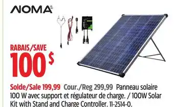 Canadian Tire NOMA 100W Solar Kit with Stand and Charge Controller offer