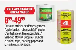 Canadian Tire Selected Moving Supplies. Bubble cushion, tape, packing paper and stretch wrap offer