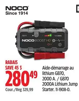 Canadian Tire NOCO GB70 2000A Lithium Jump Starter offer