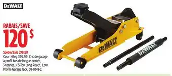 Canadian Tire Dewalt 3-Ton Long Reach, Low Profile Garage Jack offer
