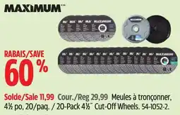 Canadian Tire Maximum 20-Pack 41⁄2˝ Cut-Off Wheels offer
