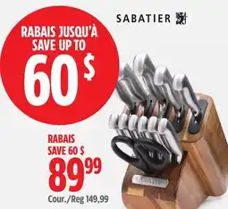 Canadian Tire Sabatier 13-Pc Self-Sharpening Acacia Wood Knife Block Set offer