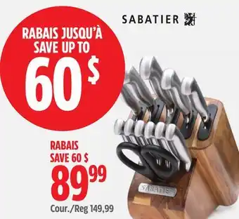 Canadian Tire Sabatier 13-Pc Self-Sharpening Acacia Wood Knife Block Set offer