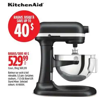Canadian Tire Kitchenaid 5.5-Qt Bowl-Lift Stand Mixer. Selected colours offer