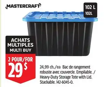 Canadian Tire Mastercraft Heavy-Duty Storage Tote with Lid. Stackable offer