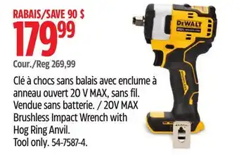 Canadian Tire Dewalt 20V MAX Brushless Impact Wrench with Hog Ring Anvil offer