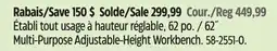Canadian Tire Mastercraft 62˝ Multi-Purpose Adjustable-Height Workbench offer