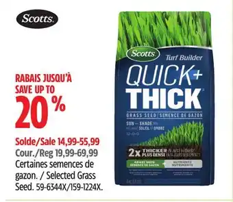 Canadian Tire Scotts Selected Grass Seed offer
