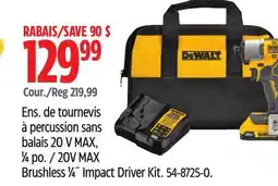 Canadian Tire Dewalt 20V MAX Brushless 1⁄4˝ Impact Driver Kit offer