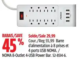 Canadian Tire NOMA 8-Outlet 4-USB Power Bar offer