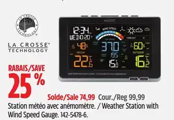 Canadian Tire La Crosse Weather Station with Wind Speed Gauge offer