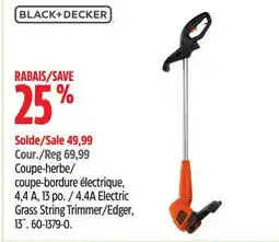 Canadian Tire Black-decker 4.4A Electric Grass String Trimmer/Edger offer