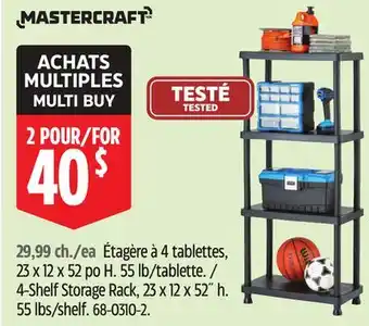 Canadian Tire Mastercraft 4-Shelf Storage Rack, 23 x 12 x 52˝ h. 55 lbs/shelf offer