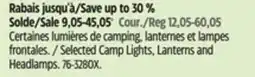 Canadian Tire Outbound Selected Camp Lights, Lanterns and Headlamps offer
