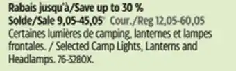 Canadian Tire Outbound Selected Camp Lights, Lanterns and Headlamps offer
