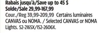 Canadian Tire Selected CANVAS or NOMA Lights offer