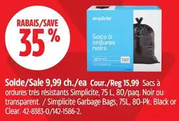 Canadian Tire Simplicite Garbage Bags offer