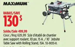 Canadian Tire Maximum 10˝ Jobsite Table Saw with Rolling Stand, 15A offer