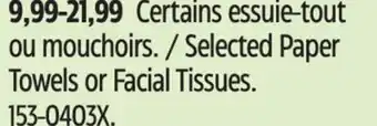 Canadian Tire Selected Paper Towels or Facial Tissues offer