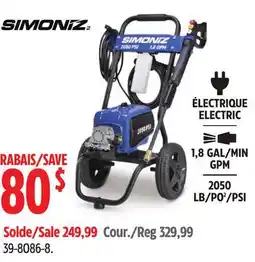 Canadian Tire Simoniz 2050 PSI Electric Pressure Washer with Foam Blaster offer