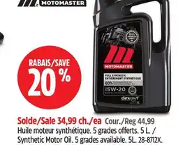 Canadian Tire Motomaster Synthetic Motor Oil offer