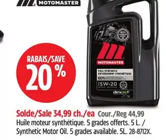 Canadian Tire Motomaster Synthetic Motor Oil offer