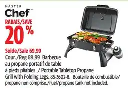 Canadian Tire MASTER Chef Portable Tabletop Propane Grill with Folding Legs offer