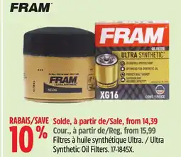Canadian Tire Fram Ultra Synthetic Oil Filters offer