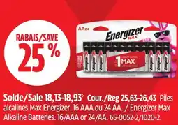 Canadian Tire Energizer Max Alkaline Batteries offer