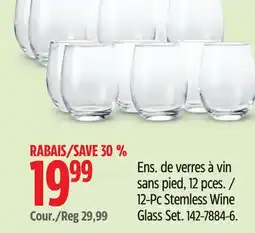 Canadian Tire CANVAS 12-Pc Stemless Wine Glass Set offer