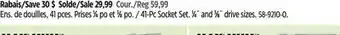 Canadian Tire Mastercraft 41-Pc Socket Set. 1⁄4˝ and 3⁄8˝ drive sizes offer