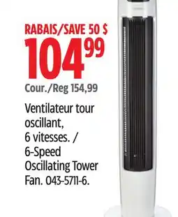 Canadian Tire 6-Speed Oscillating Tower Fan offer