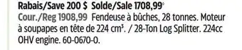 Canadian Tire Champion 28-Ton Log Splitter offer