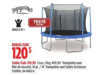 Canadian Tire JumpTek 14´ Trampoline and Safety Enclosure Combo offer