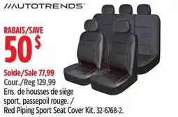Canadian Tire AutoTrends Red Piping Sport Seat Cover Kit offer
