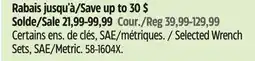Canadian Tire Selected Wrench Sets, SAE/Metric offer