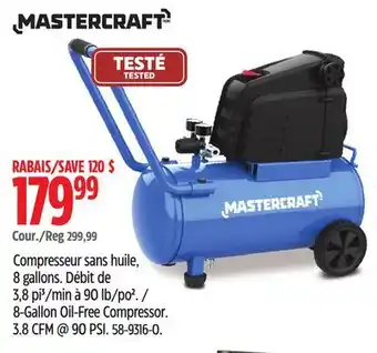 Canadian Tire Mastercraft 8-Gallon Oil-Free Compressor offer