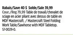Canadian Tire Mastercraft Steel Folding Work Table/Sawhorse with MDF Tabletop offer