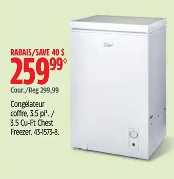Canadian Tire Master Chef 3.5 Cu-Ft Chest Freezer offer