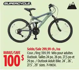 Canadian Tire Supercycle Outlook Adult Bike. 24˝, 26˝, 27.5˝, 29˝ sizes offer