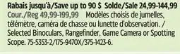 Canadian Tire Selected Binoculars, Rangefinder, Game Camera or Spotting Scope offer