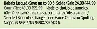 Canadian Tire Selected Binoculars, Rangefinder, Game Camera or Spotting Scope offer