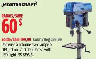 Canadian Tire Mastercraft 10˝ Drill Press with LED Light offer