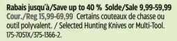 Canadian Tire Outbound Selected Hunting Knives or Multi-Tool offer