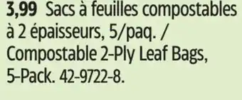 Canadian Tire Compostable 2-Ply Leaf Bags offer